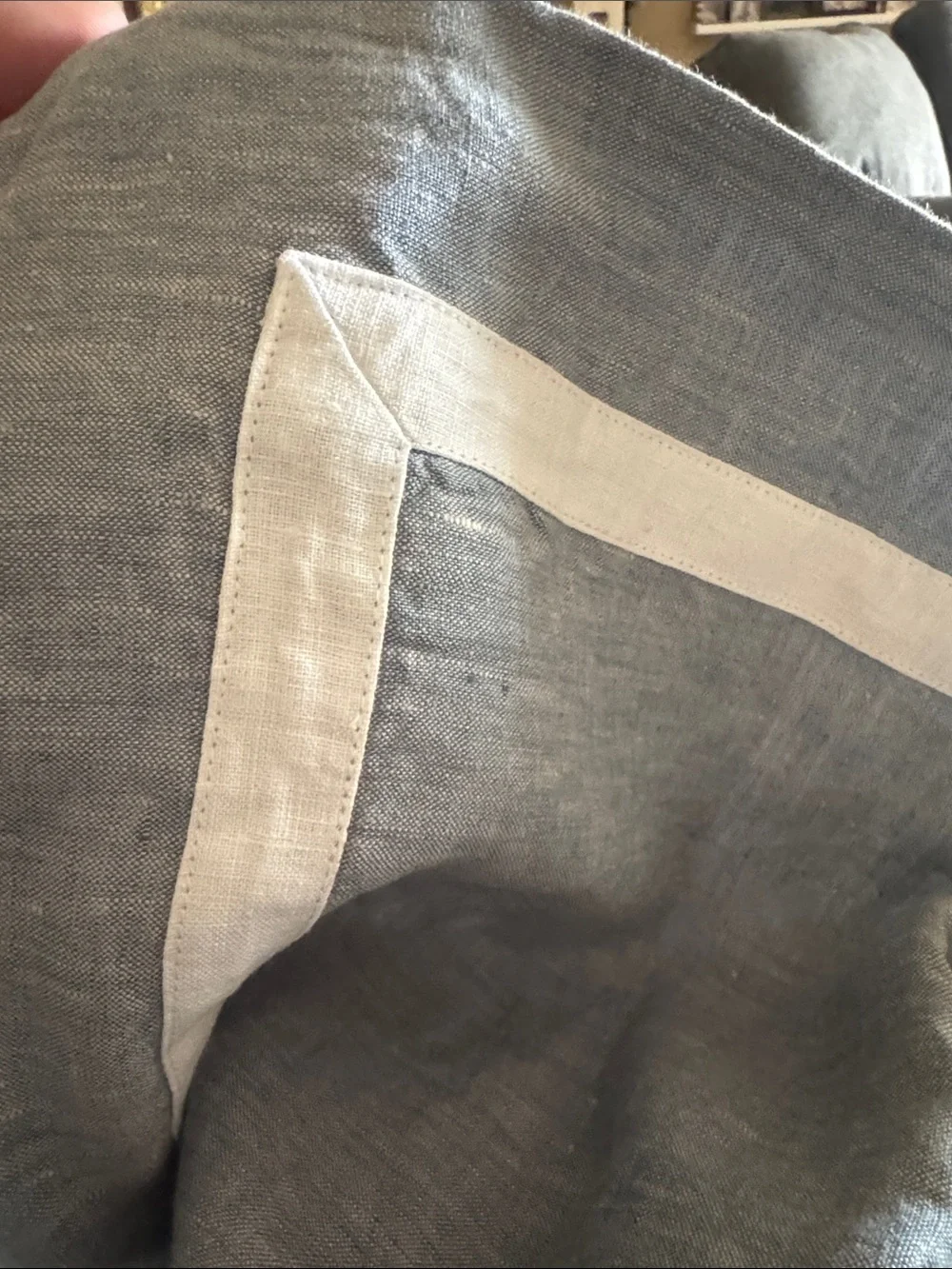 Pottery Barn ONE Euro Belgian Flax Linen Frame Sham Chambray/White